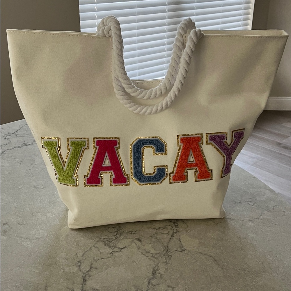 White VACAY Tote Bag
